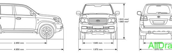 Toyota Land Cruiser 200 (2008) (Тоёта ЛандКрузер 200 (2008)) - чертежи (рисунки) автомобиля